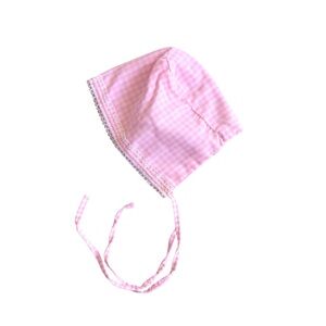 🌵Vintage Baby Girl Infant Pink Gingham Prairie Bonnet🌵